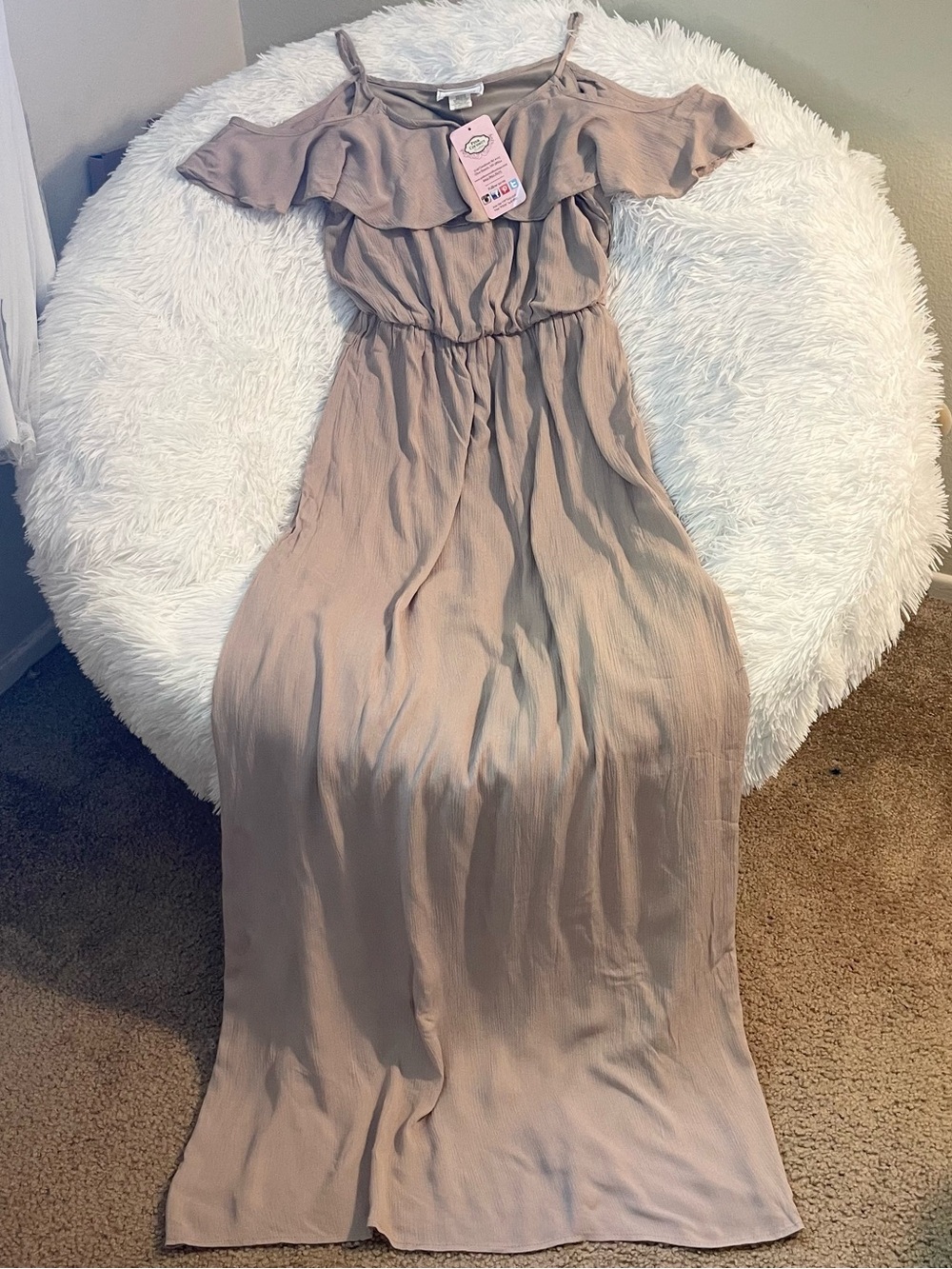 Bohemian hippie boho cold shoulder maxi dress